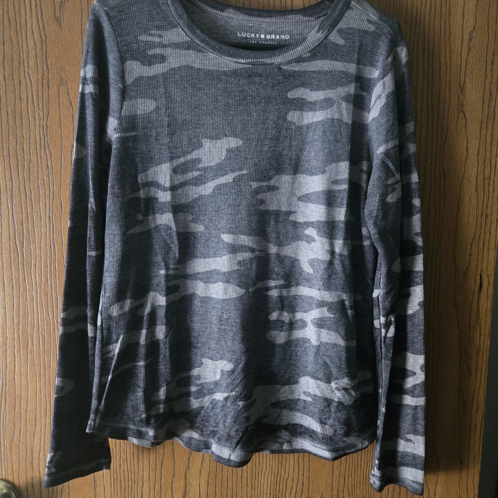 Lucky Brand Gray Camo Long Sleeve Shirt